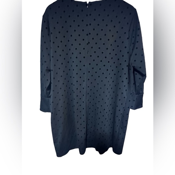 Old Navy Black Sheath Dress W/Flutter 3/4 Sleeve XXL Black On Black Dot Design - Picture 7 of 12